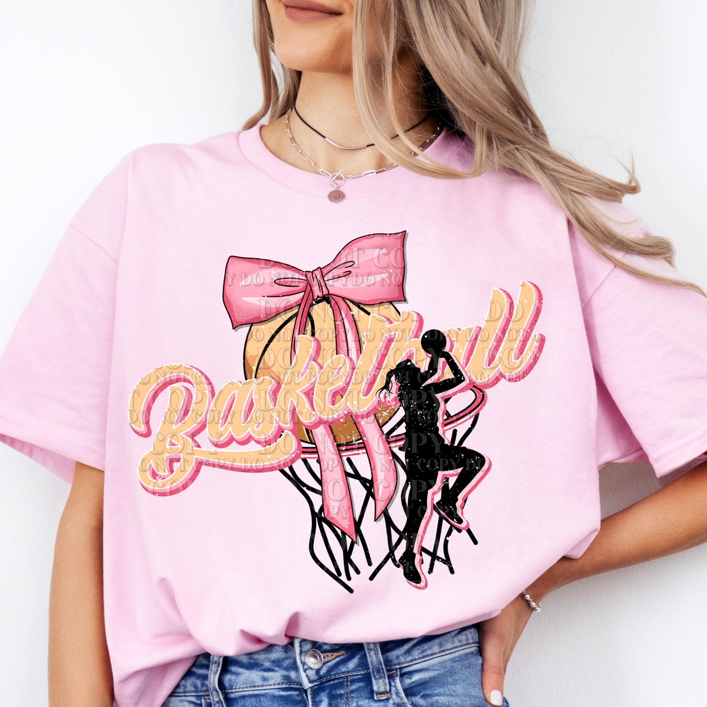 Pink Basketball Bow DTF TRANSFER