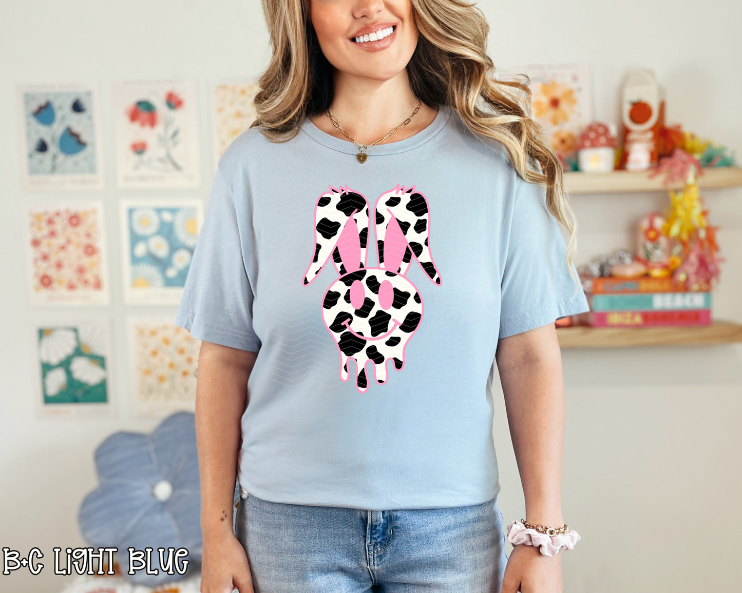 Pink Cow Print Melting Bunny