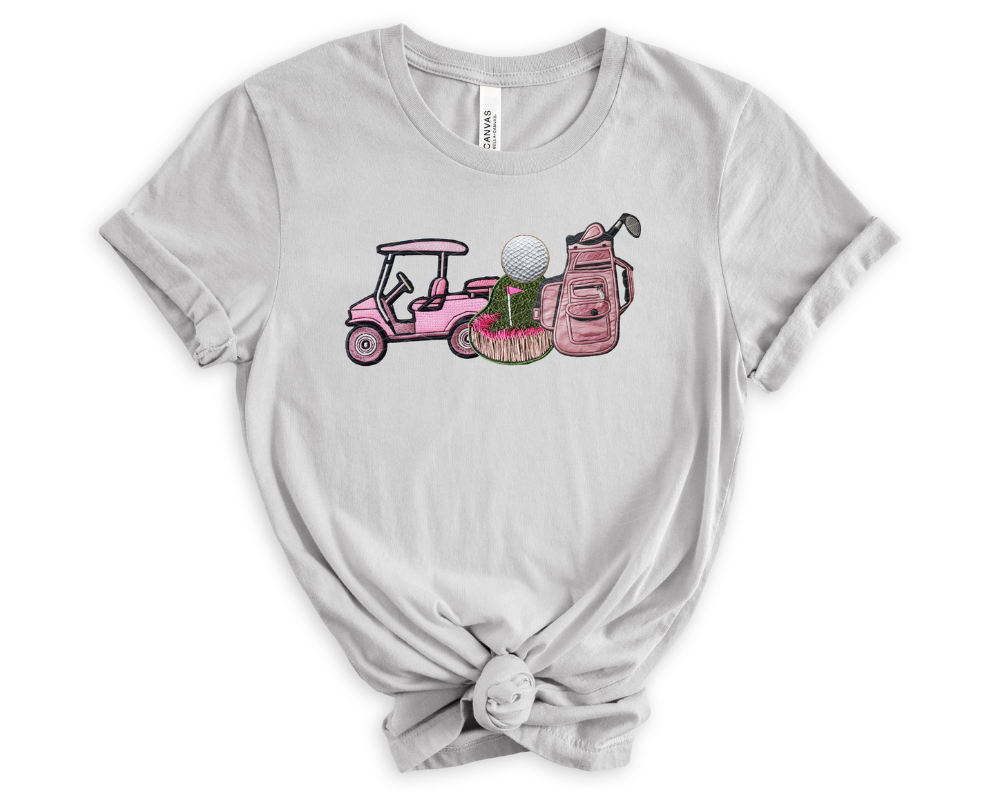 Pink Golf Faux Embroidered