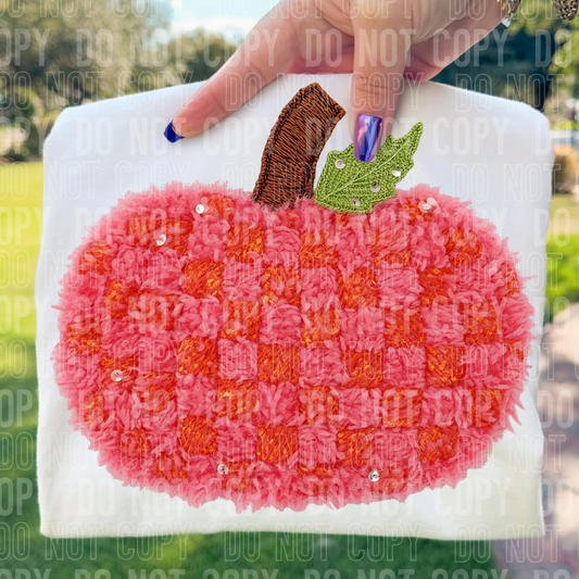 Pink Orange Pumpkin Faux Yarn DTF TRANSFER