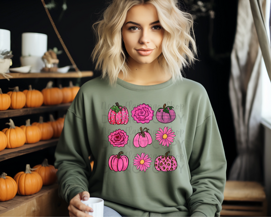 Pink Pumpkin Floral Collage