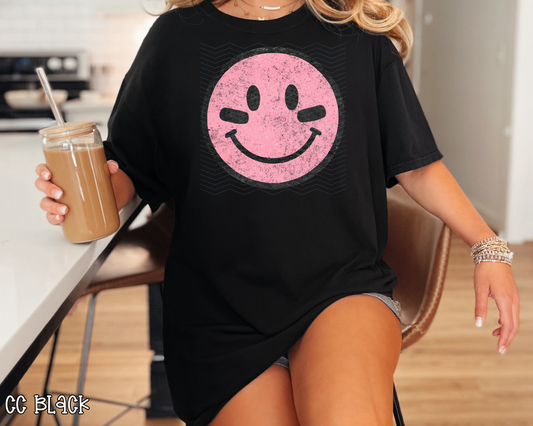 Pink Smiley Football Paint DTF TRANSFER