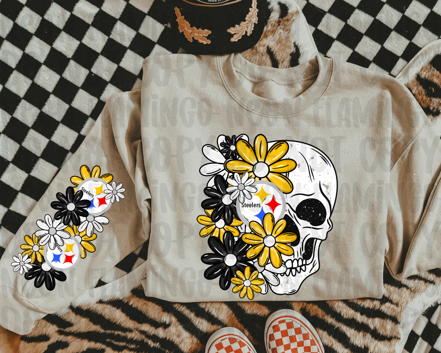 Pittsburgh Steelers Floral with Sleeve Option DTF TRANSFER