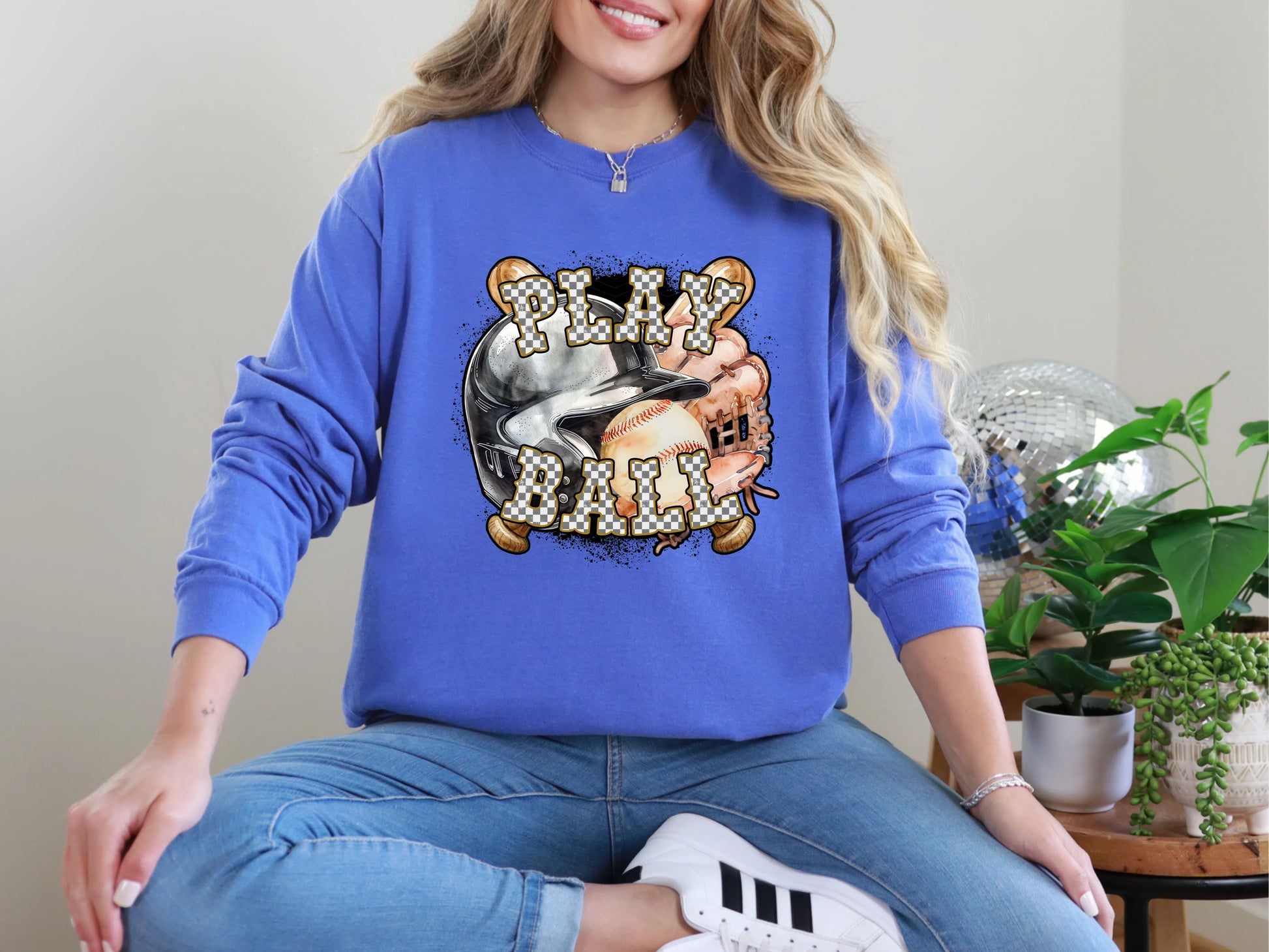 Play Ball Baseball Gold Checker DTF TRANSFER