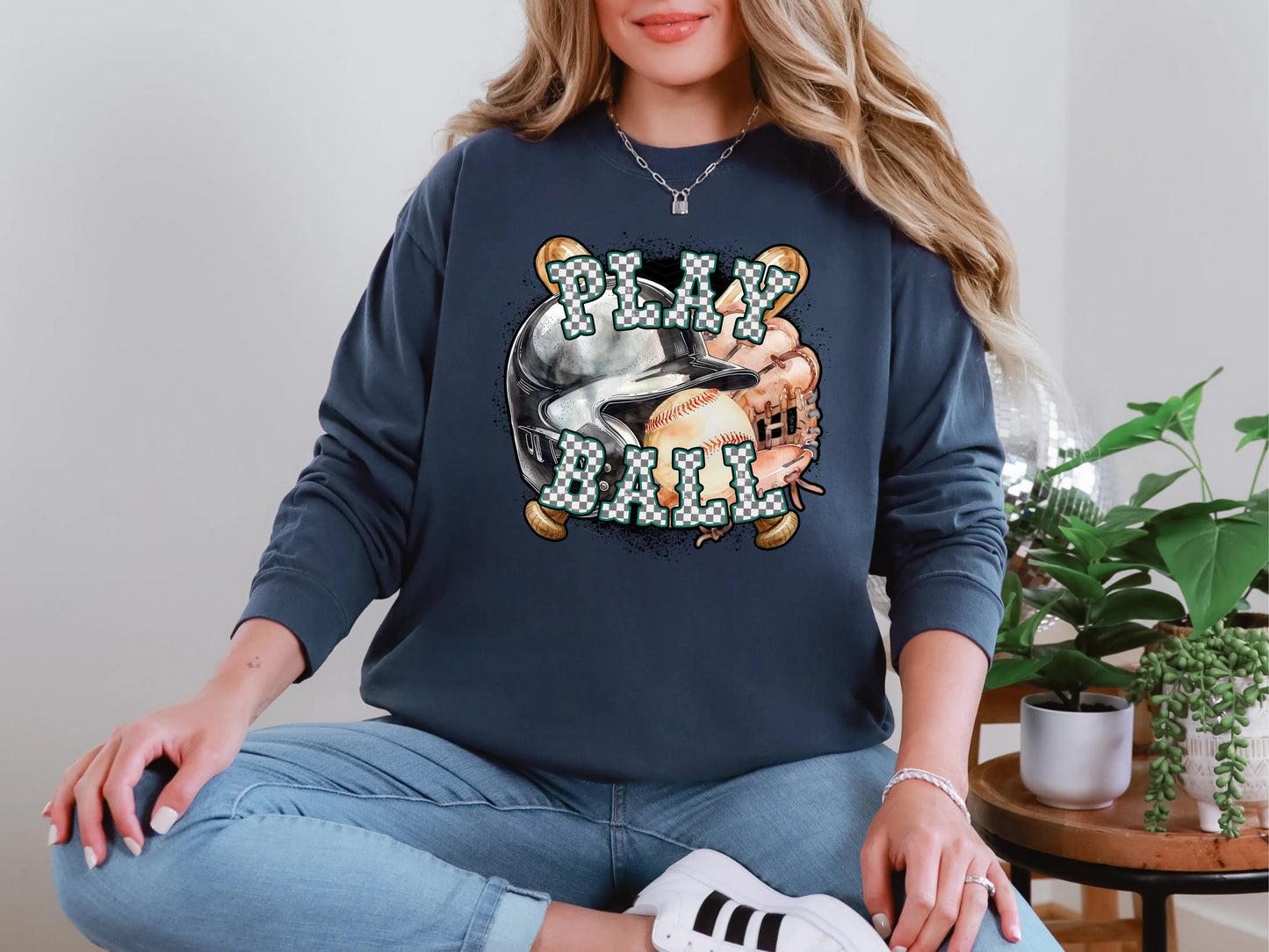 Play Ball Baseball Jade Checker DTF TRANSFER