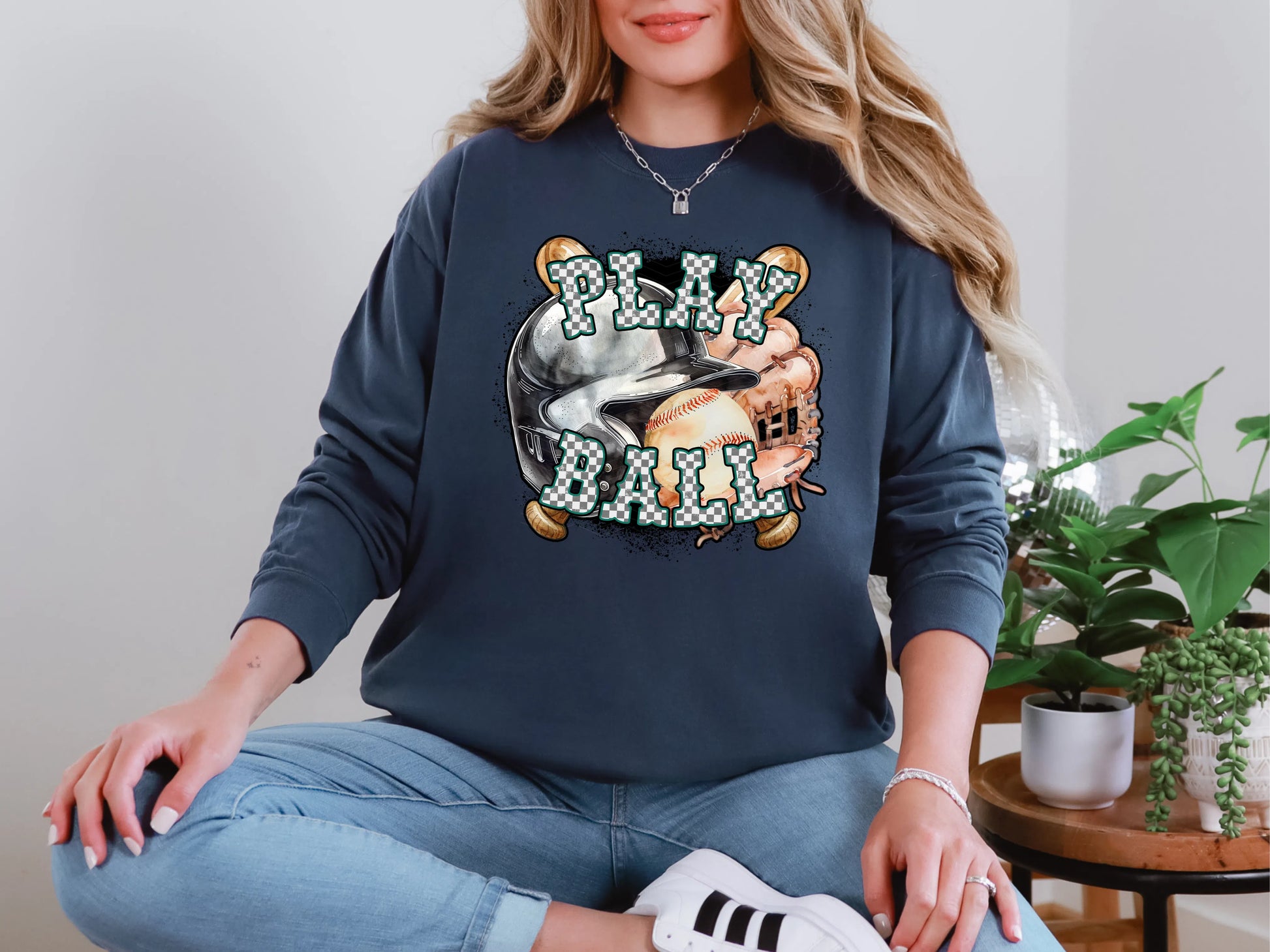Play Ball Baseball Jade Checker DTF TRANSFER