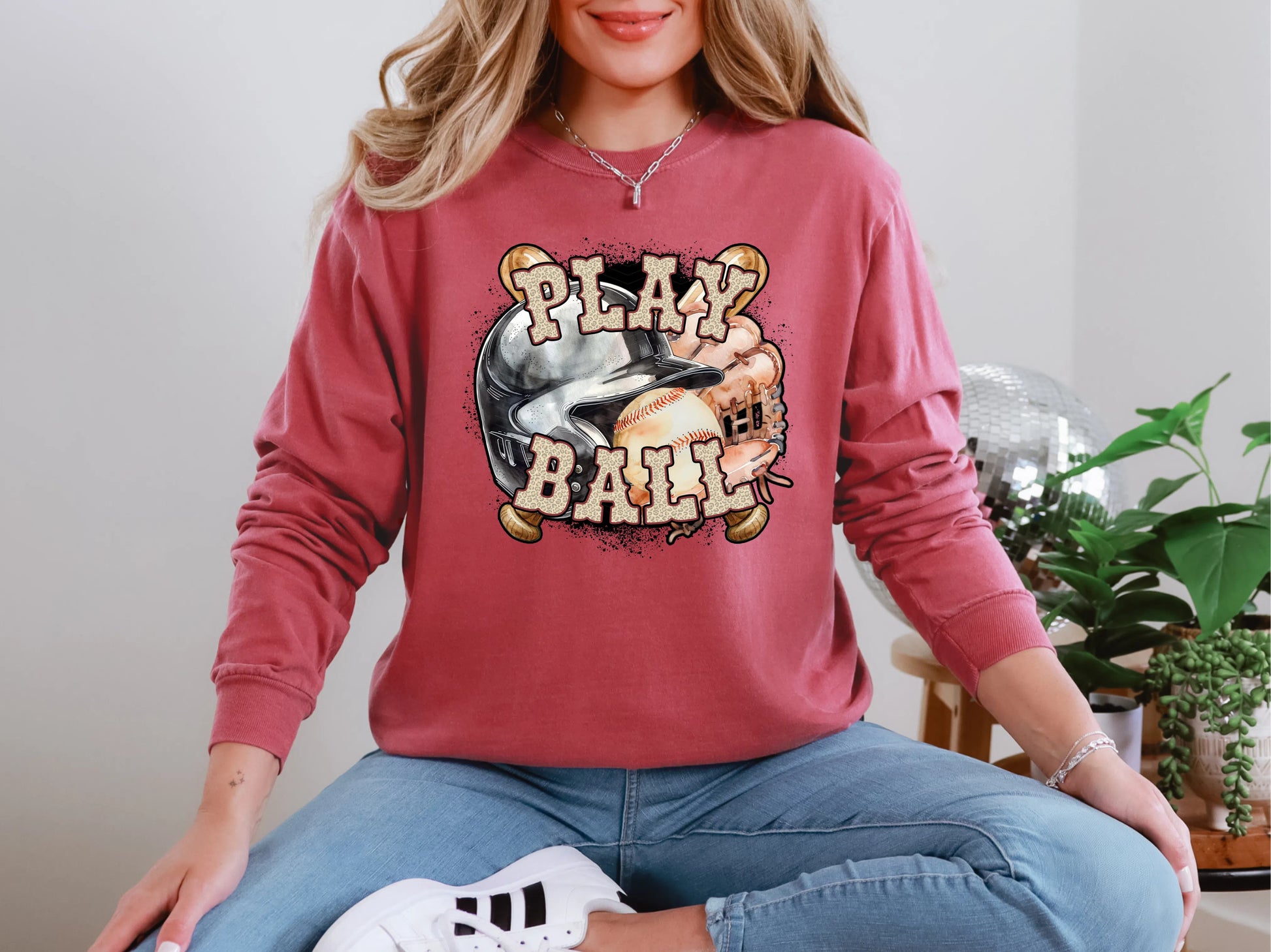 Play Ball Baseball Maroon Leopard DTF TRANSFER