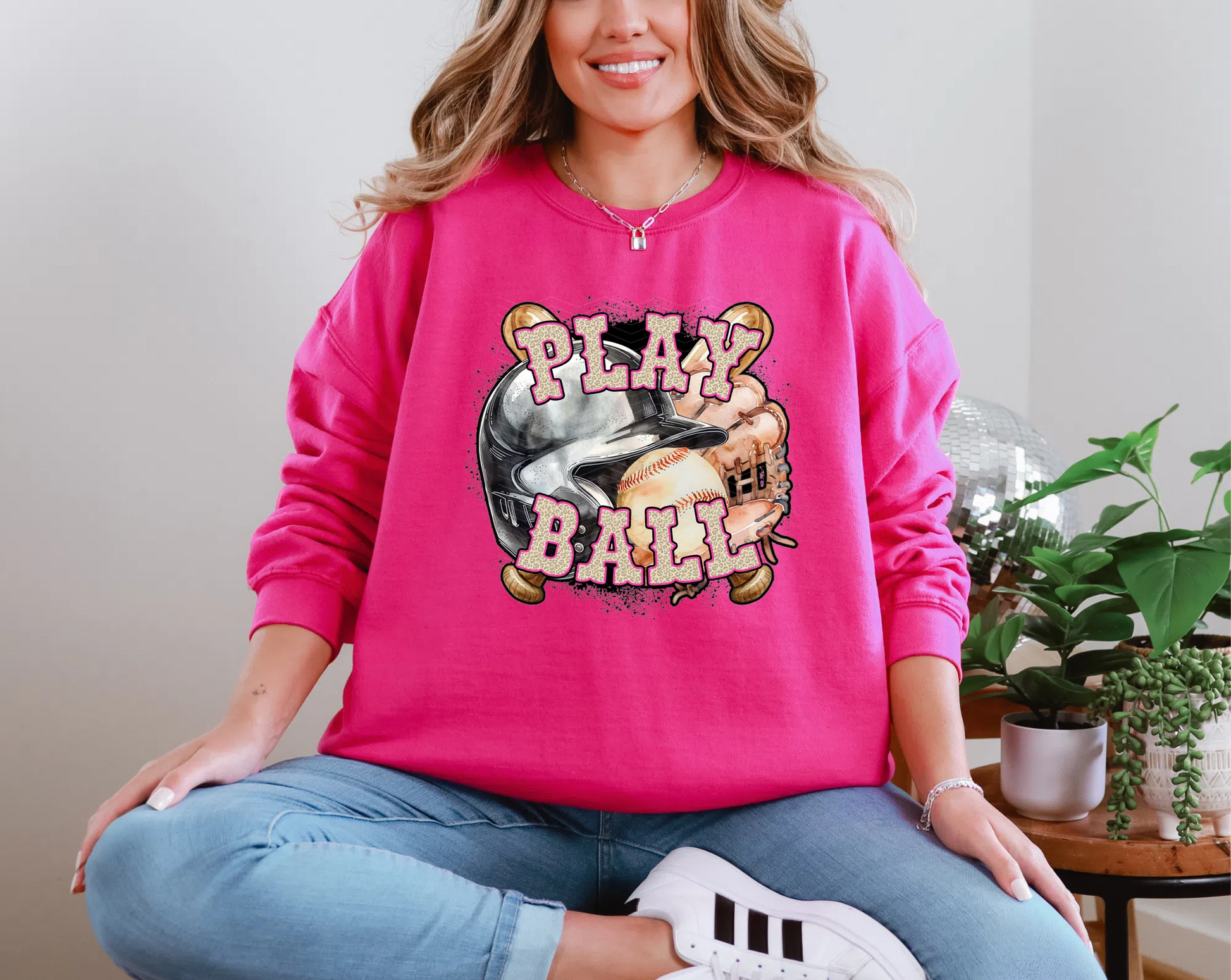 Play Ball Baseball Pink Leopard DTF TRANSFER