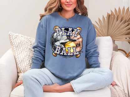 Play Ball Softball Blue Leopard DTF TRANSFER