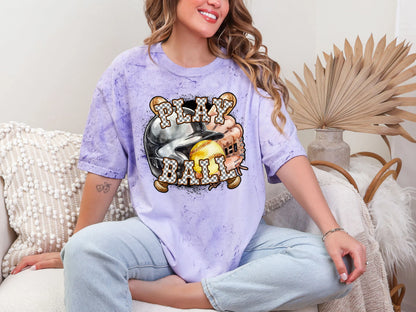 Play Ball Softball Burnt Orange Checker DTF TRANSFER