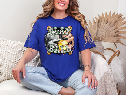 Play Ball Softball Green Checker DTF TRANSFER