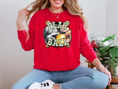Play Ball Softball Green Cowprint DTF TRANSFER