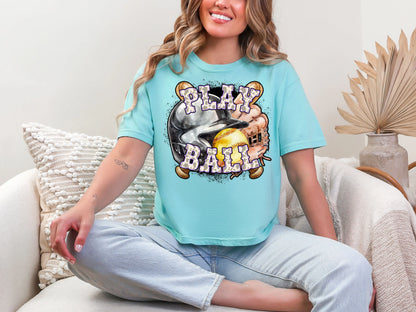 Play Ball Softball Lavendar Cowprint DTF TRANSFER