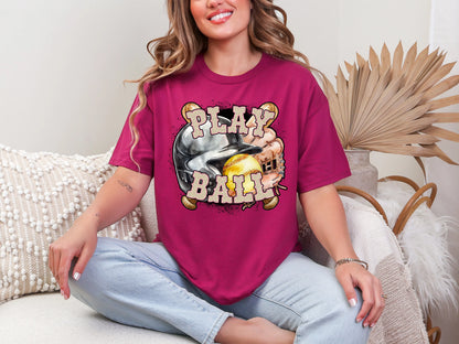 Play Ball Softball Light Pink Leopard DTF TRANSFER