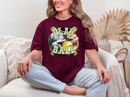 Play Ball Softball Lime Green Cowprint DTF TRANSFER