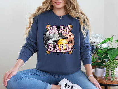 Play Ball Softball Magneta Cowprint DTF TRANSFER
