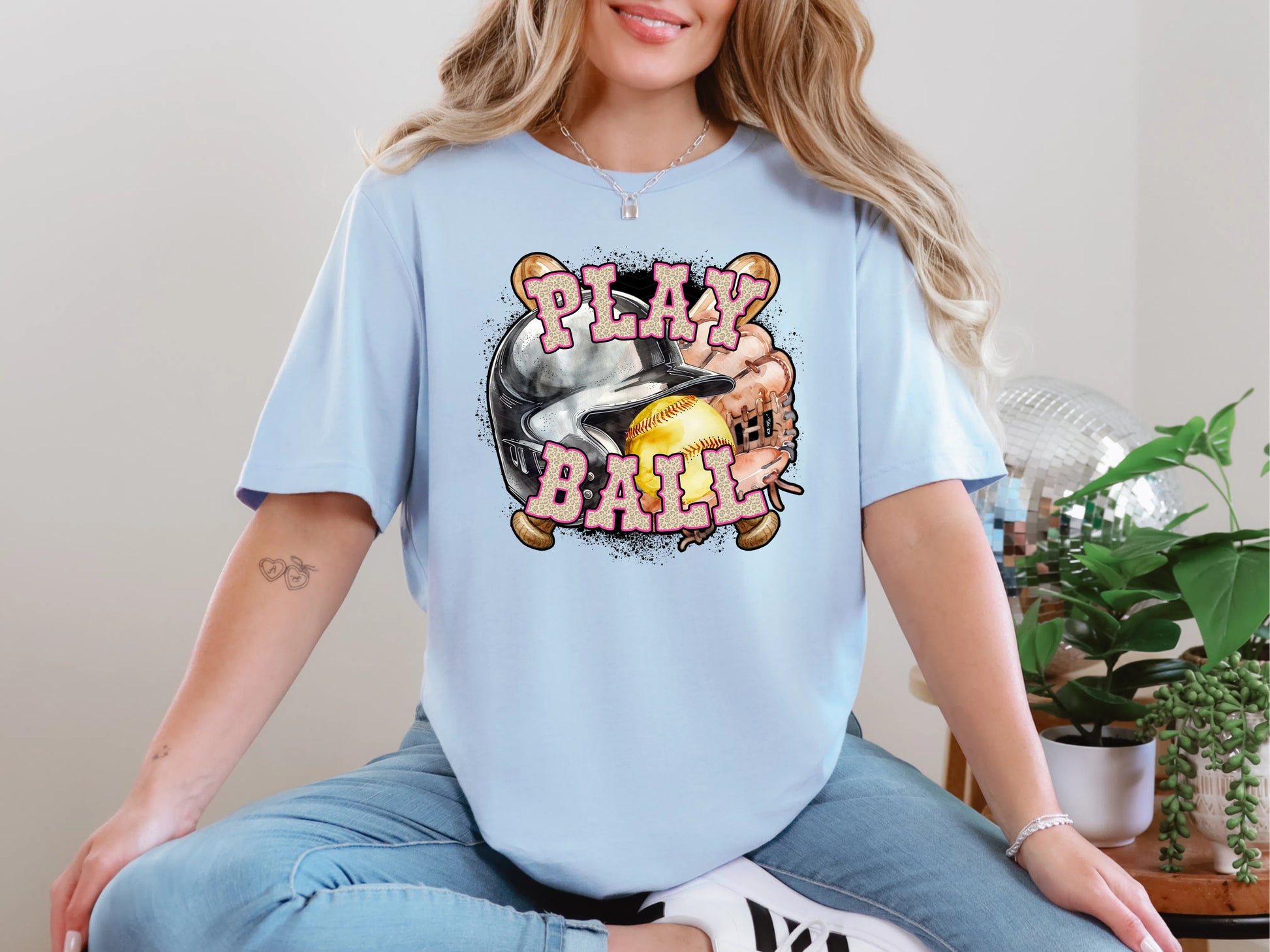 Play Ball Softball Pink Leopard DTF TRANSFER