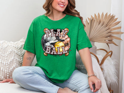 Play Ball Softball Red Checker DTF TRANSFER