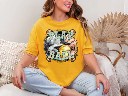 Play Ball Softball Teal Leopard DTF TRANSFER