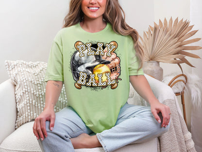 Play Ball Softball Yellow Checker DTF TRANSFER