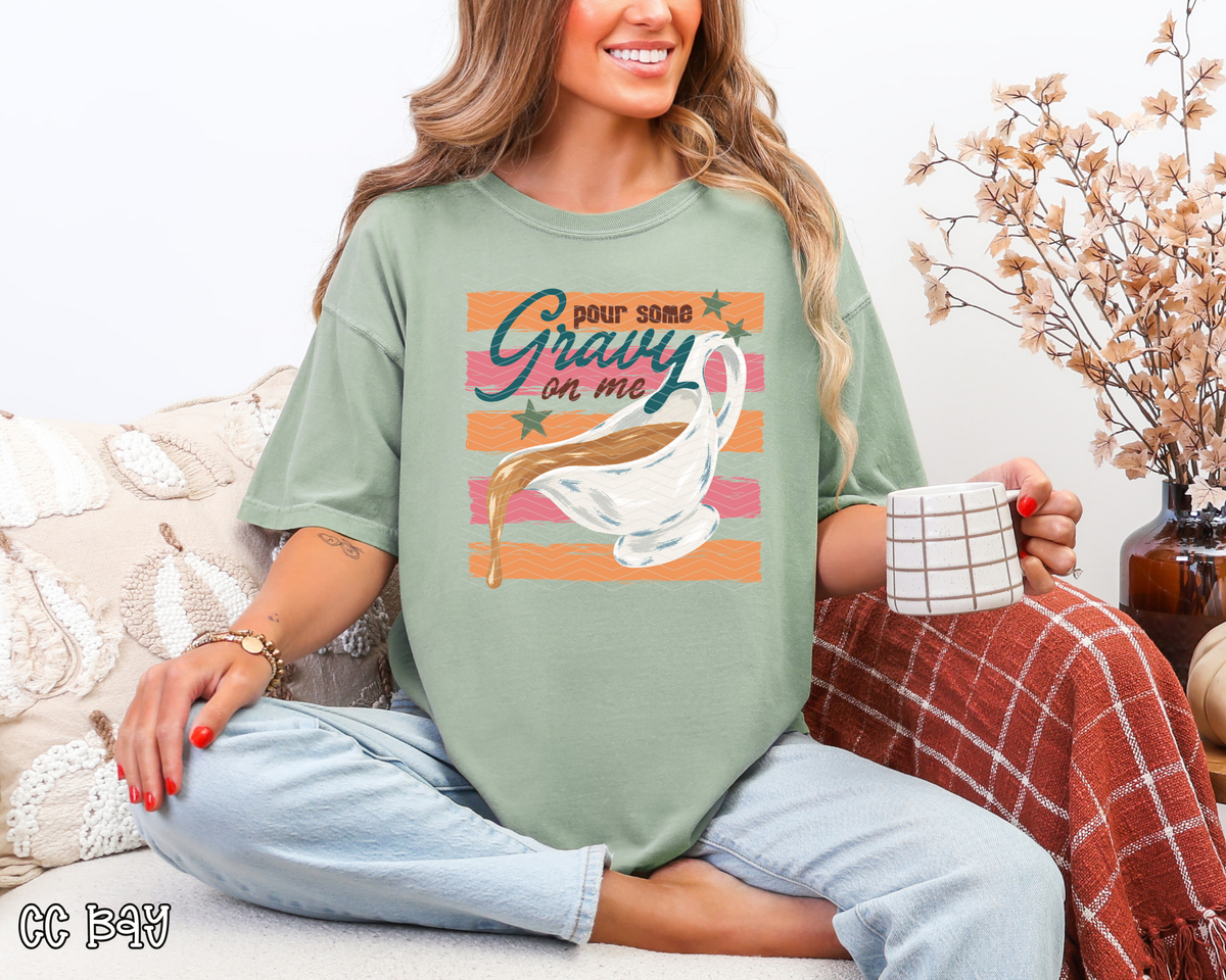 Pour Some Gravy On Me Preppy Stripes DTF TRANSFER