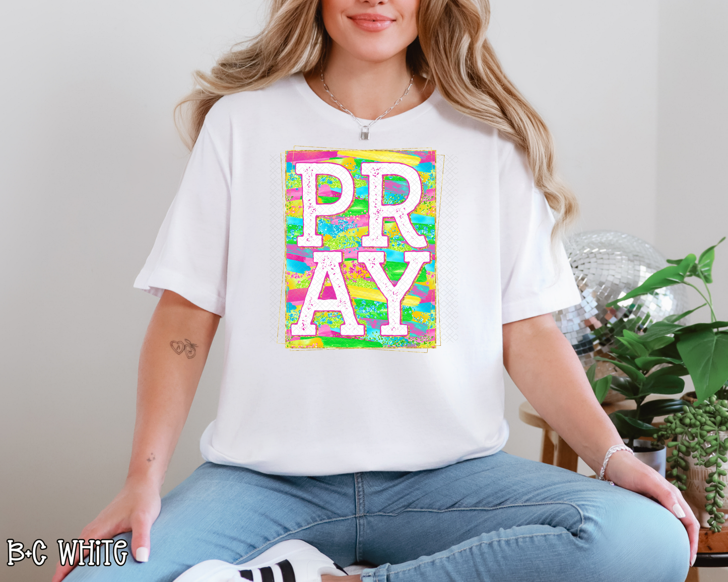 Pray Colorful Brushstrokes DTF TRANSFER