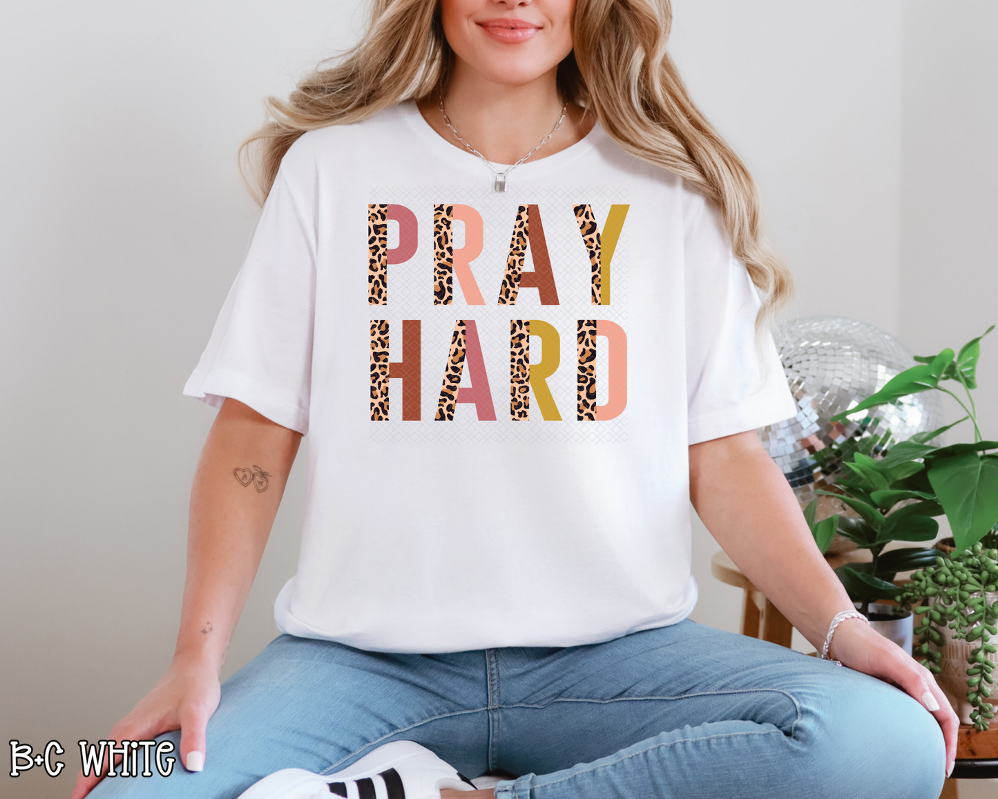 Pray Hard Half Leopard DTF TRANSFER