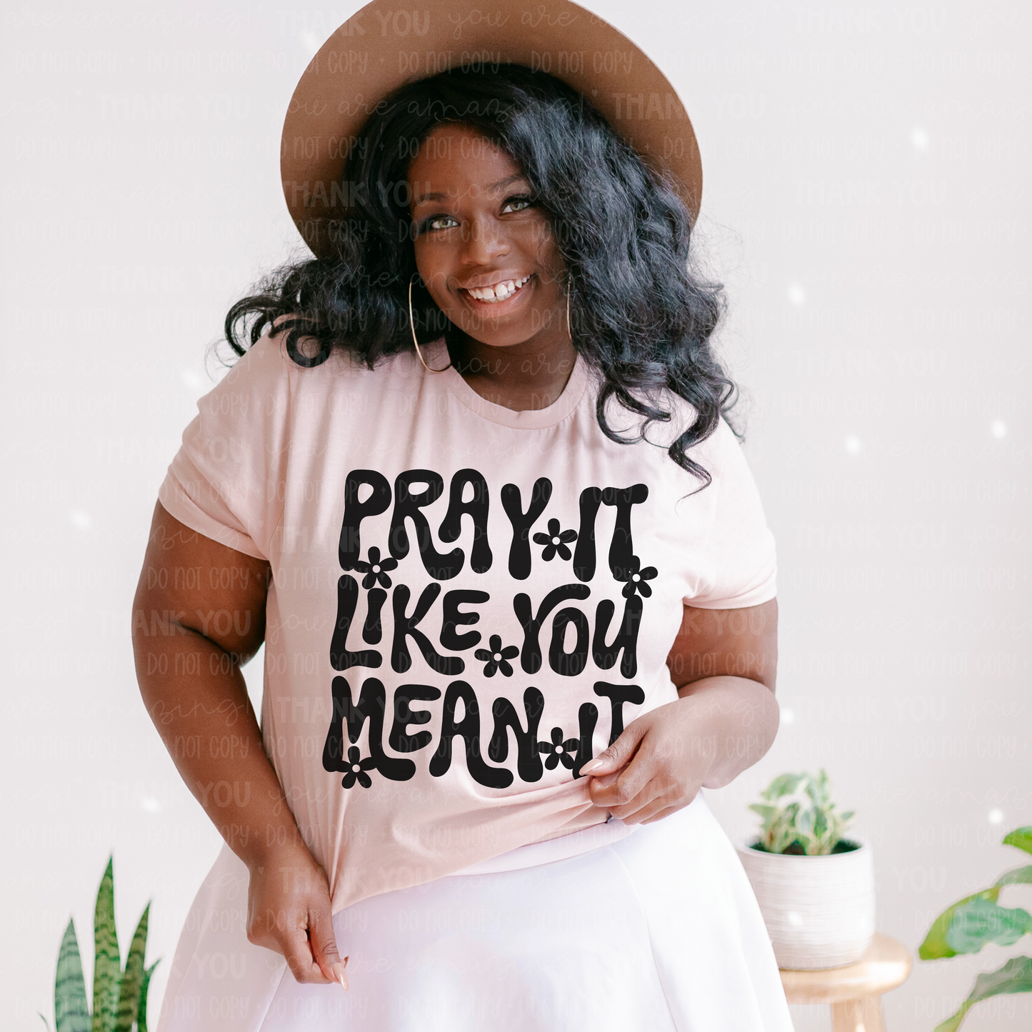 Pray It Like You Mean It Floral Black DTF TRANSFER