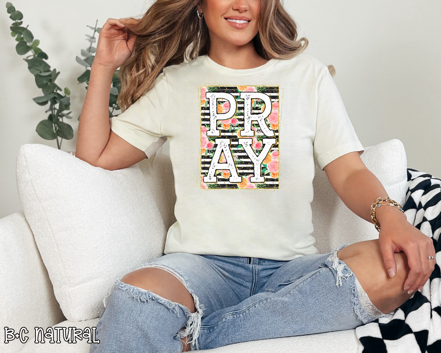 Pray Pink Roses DTF TRANSFER