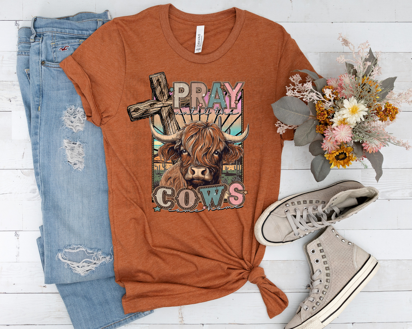 Pray Until The Cows Come Home DTF TRANSFER