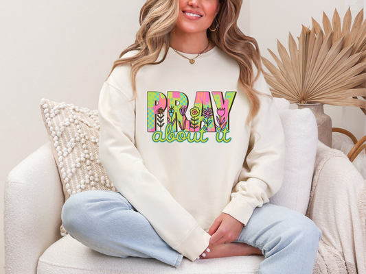 Pray About It rainbow flowers DTF TRANSFER