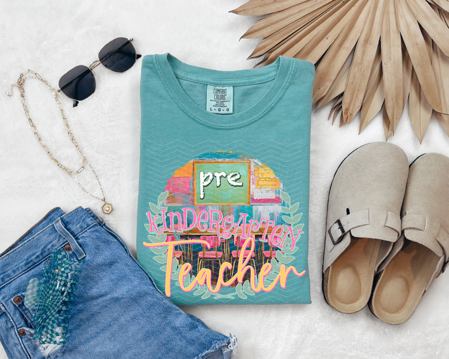 Pre Kindergarten Grade Teacher Watercolor Laurel Wreath DTF TRANSFER