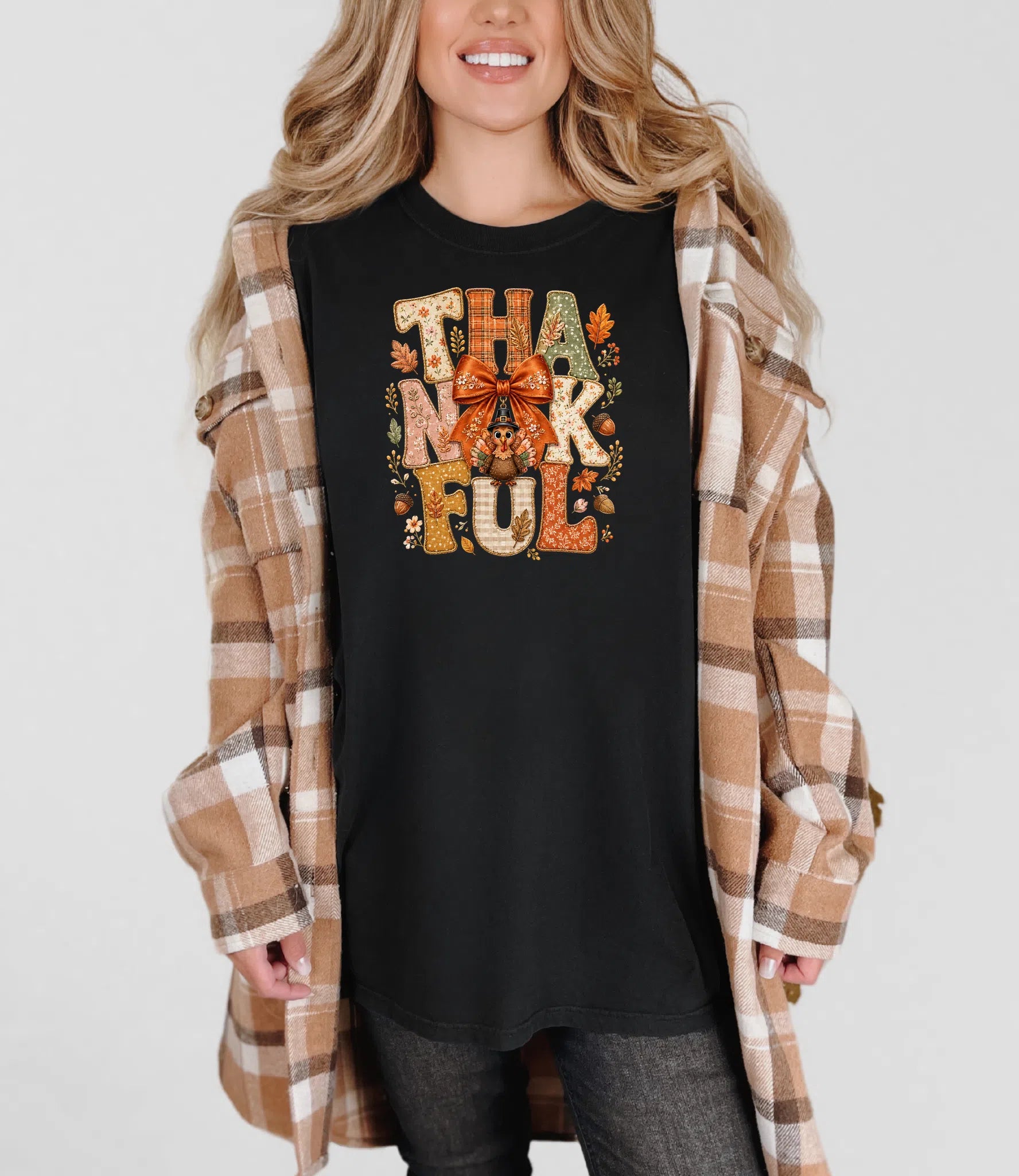 Preppy Thankful Thanksgiving DTF TRANSFER