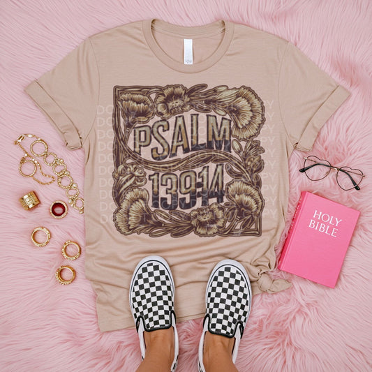 Psalm 139 14 Floral DTF TRANSFER