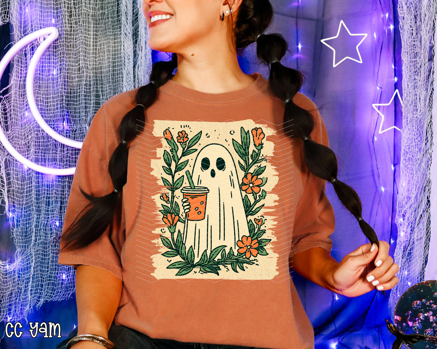 Pumpkin Spice Ghost Canvas Floral DTF TRANSFER