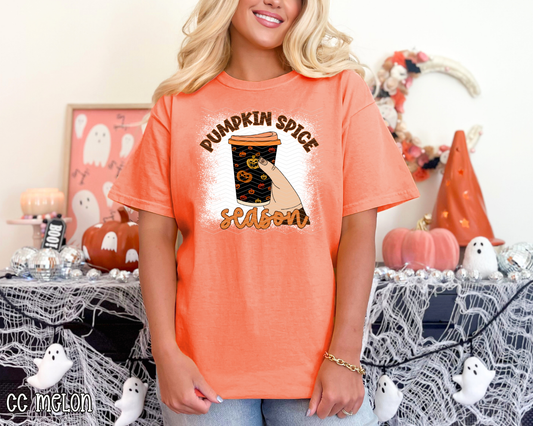 Pumpkin Spice Season Orange Faux Bleached DTF TRANSFER