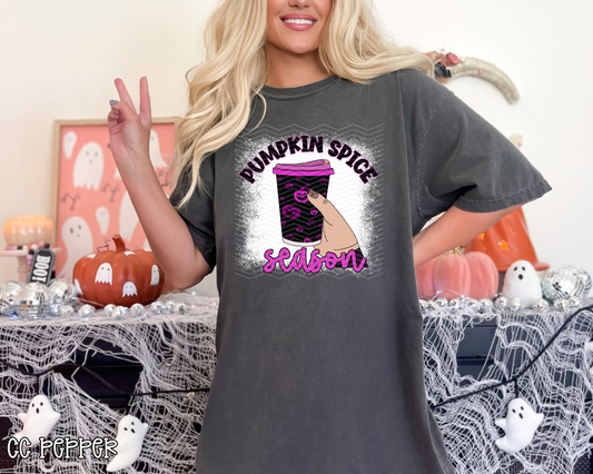 Pumpkin Spice Season Purple Faux Bleached DTF TRANSFER