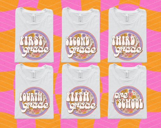 Purple Floral Circle Grades DTF TRANSFER
