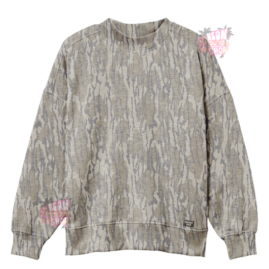 Mossy Oak Bottomland Camo Blank MOCKNECK CREW