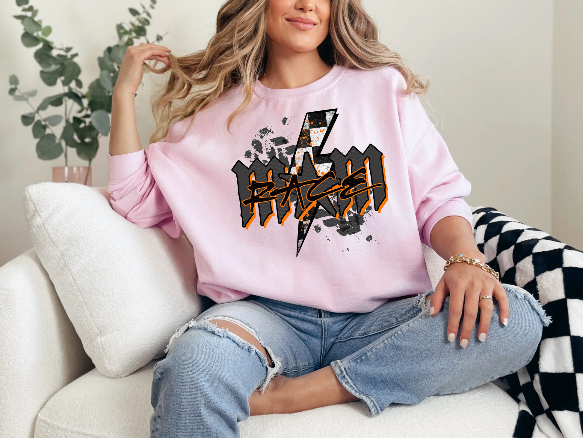 Race Mom Black Orange DTF TRANSFER