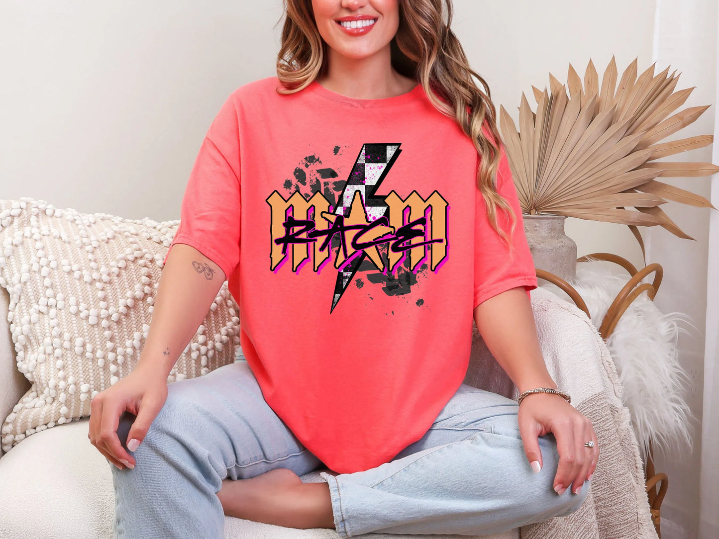 Race Mom Orange Pink DTF TRANSFER