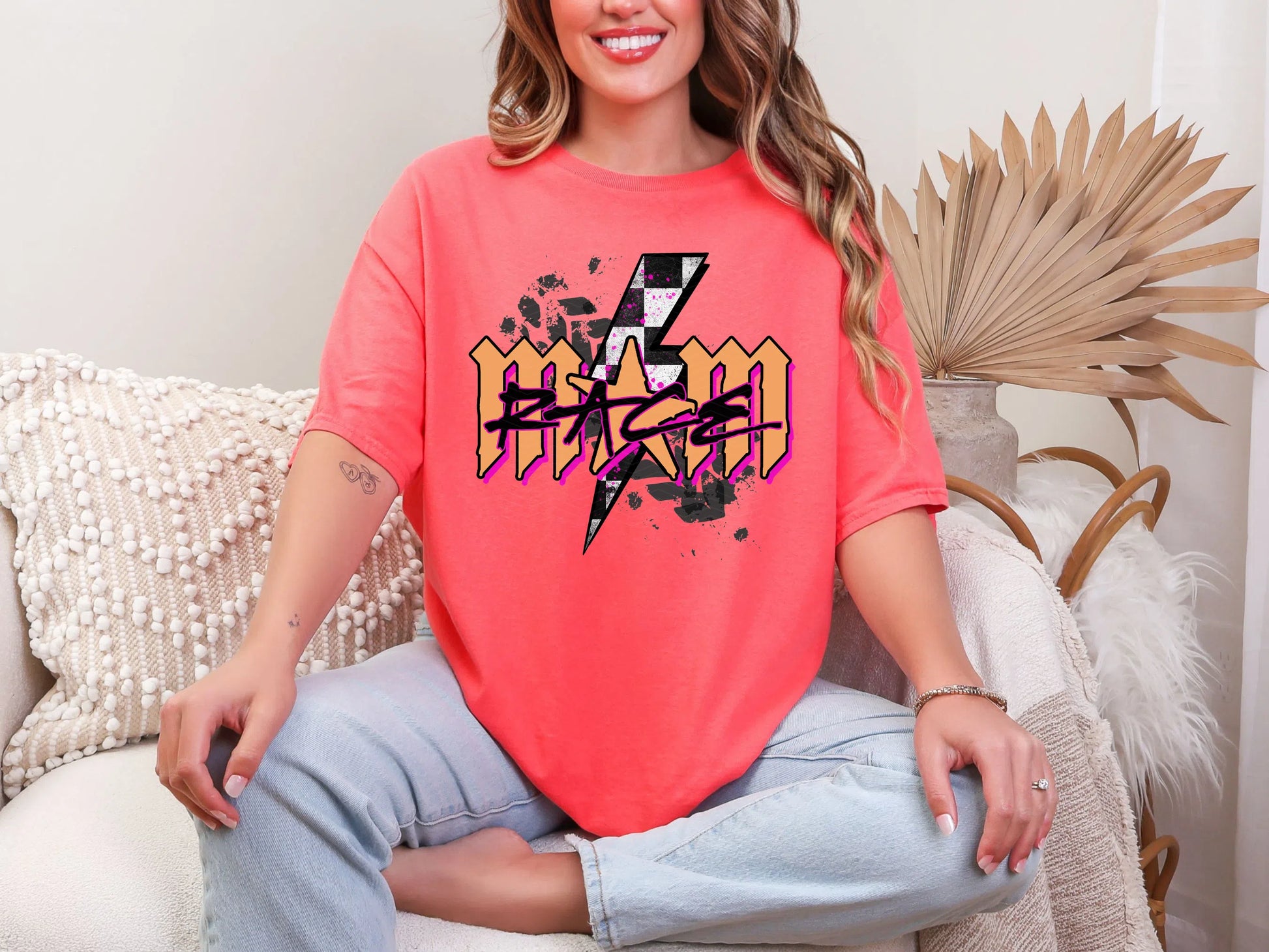 Race Mom Orange Pink DTF TRANSFER