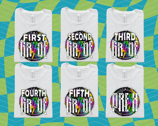 Rainbow Grunge Circle Grades DTF TRANSFER