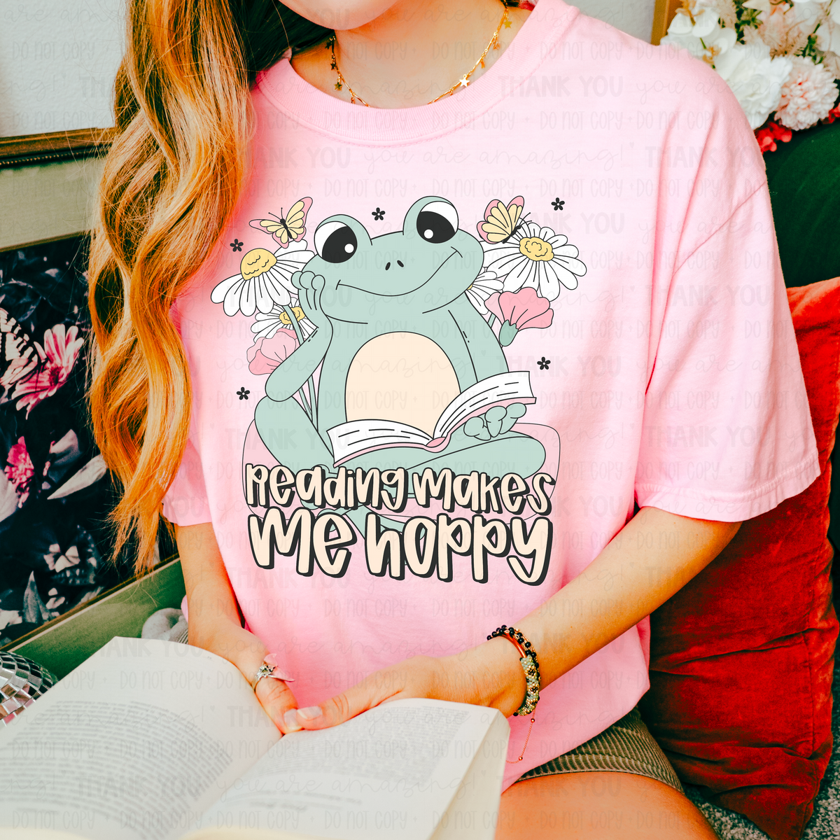 Reading Hoppy Reading Makes Me Hoppy DTF TRANSFER – TheNeonFlamingoShop