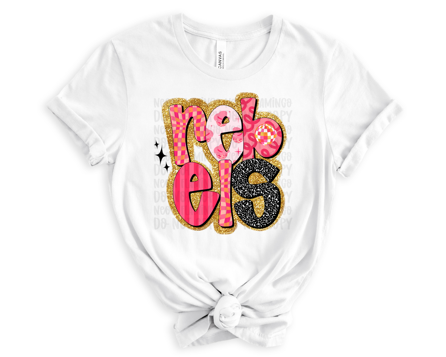 Rebels Pink Retro Glitter DTF TRANSFER