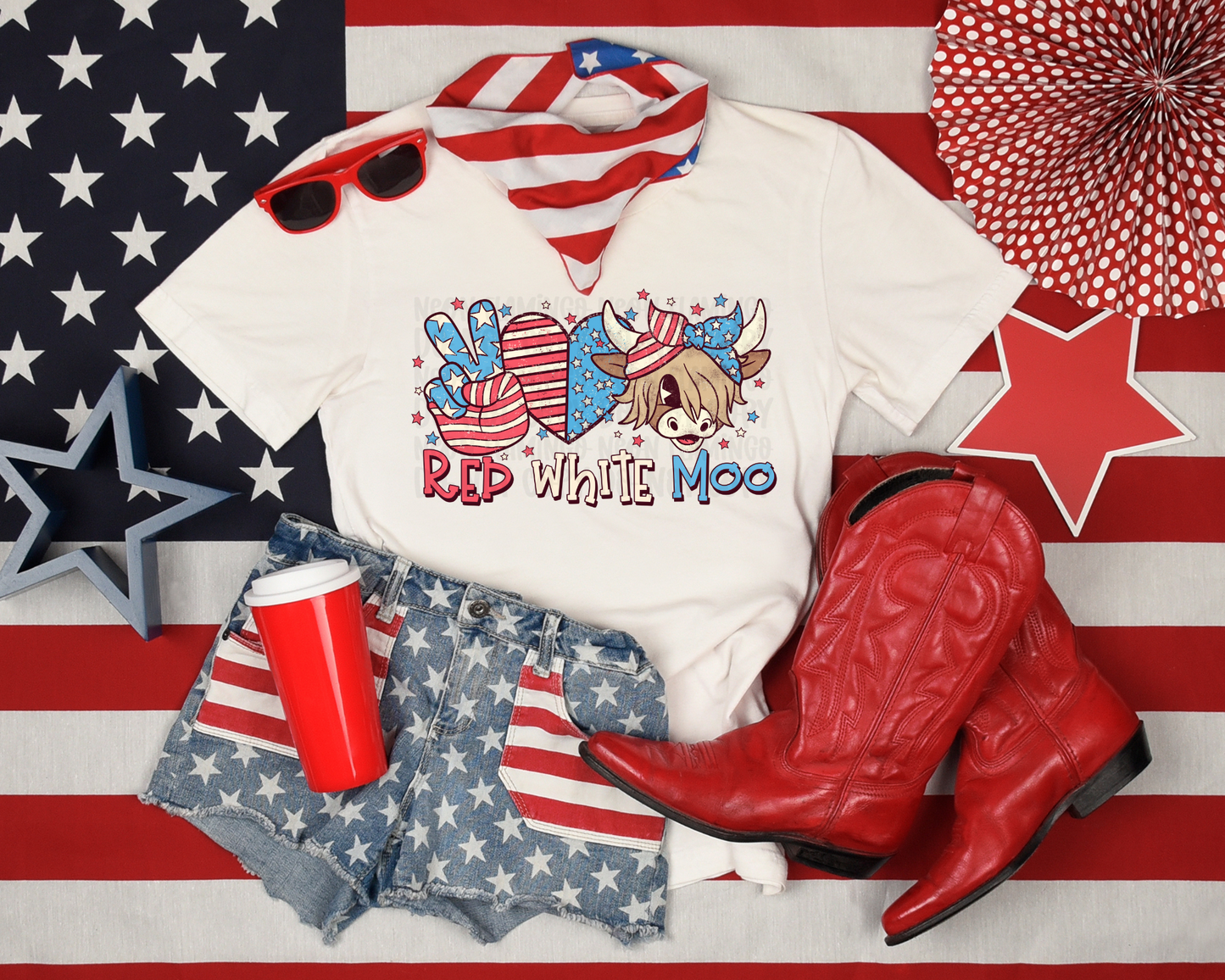 Red White Moo DTF TRANSFER
