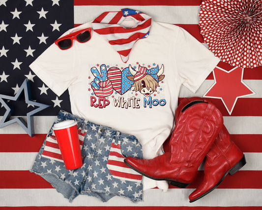 Red White Moo DTF TRANSFER