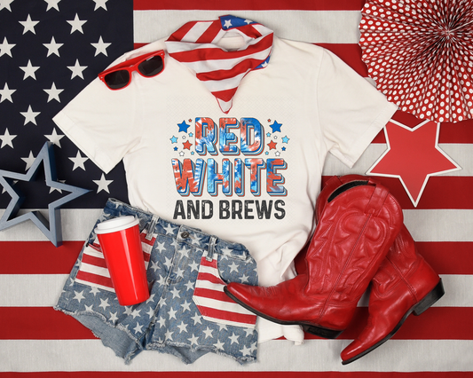 Red White and Brews Tie-Dye DTF TRANSFER