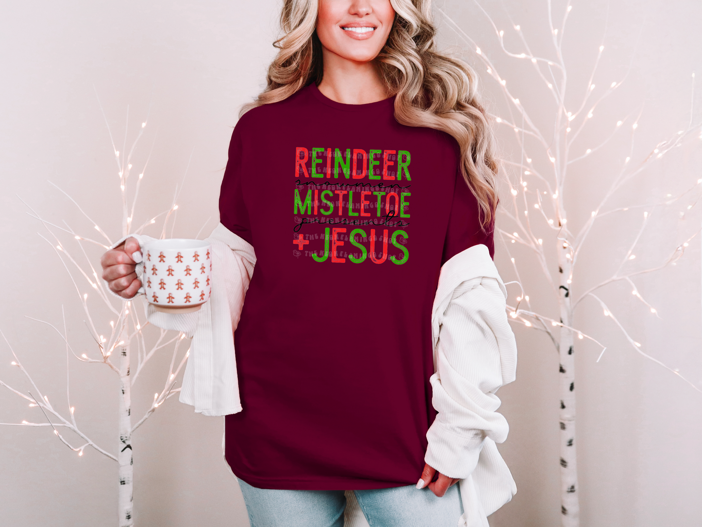 Reindeer Snowmen Mistletoe Presents + Jesus DTF TRANSFER