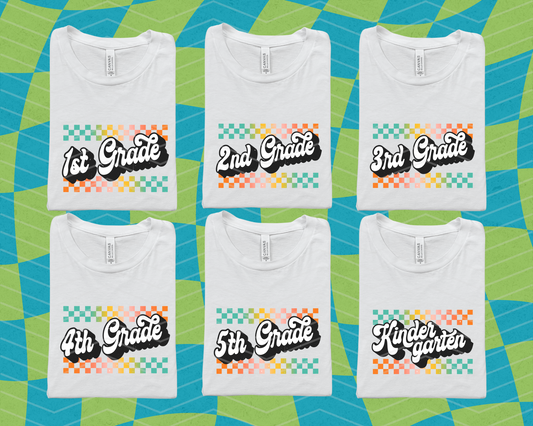 Retro Gradient Check Grades DTF TRANSFER